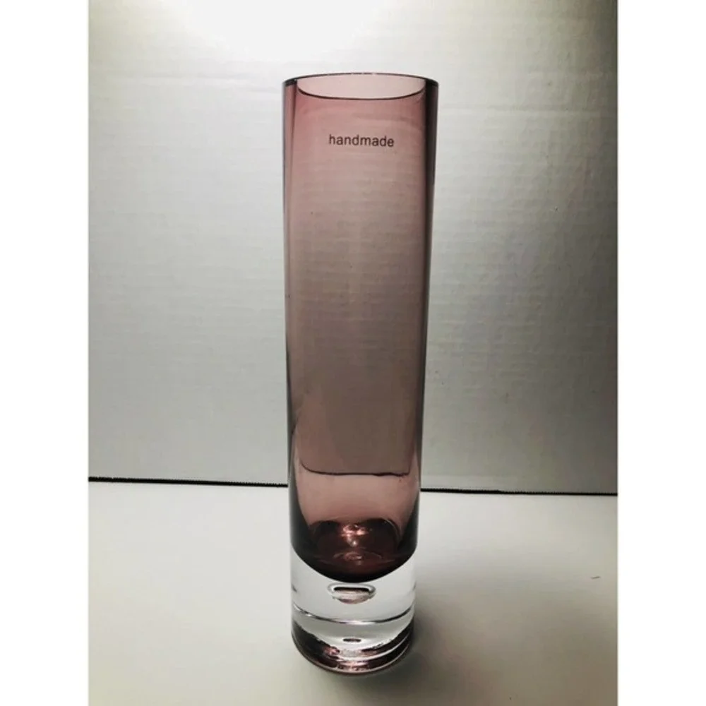 Handmade Cylinder Glass Pink Vase